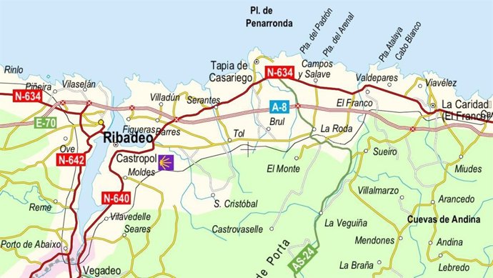 Imagen de los desvíos habilitados por obras en la A-8