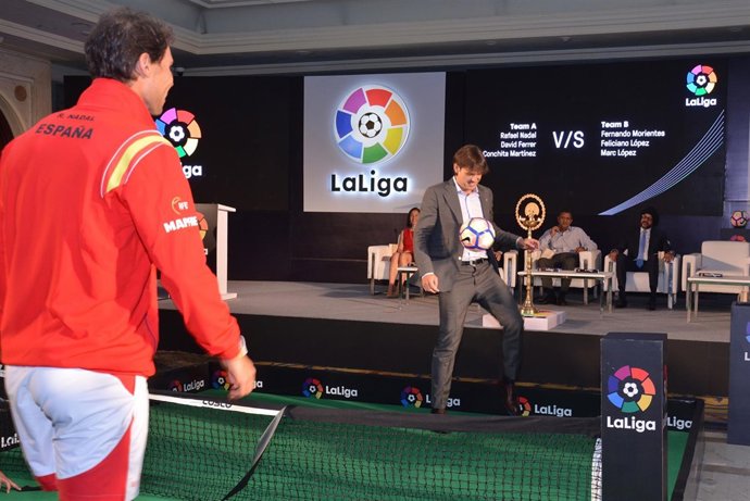 Nadal y Morientes en la apertura de LaLiga en la India