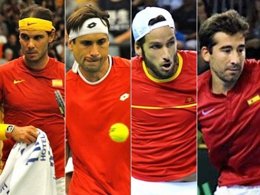 Nadal, Ferrer, Feliciano López y Marc López en el equipo Davis