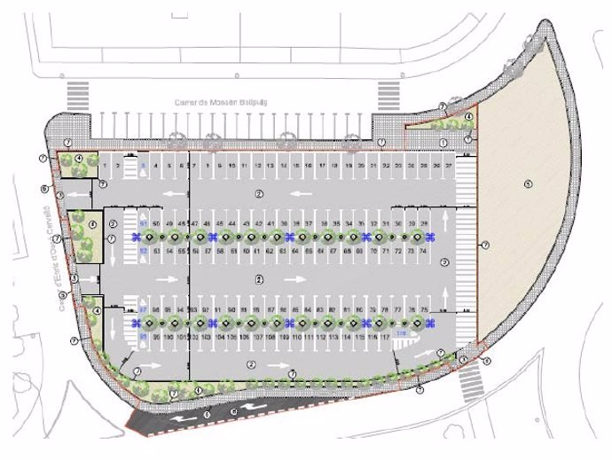 Plano de las obras del aparcamiento