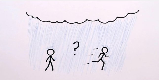 Cuando llueve, ¿es mejor andar o correr?