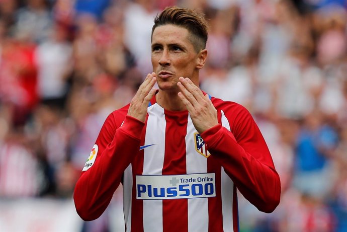 Fernando Torres celebra un gol con el Atlético de Madrid