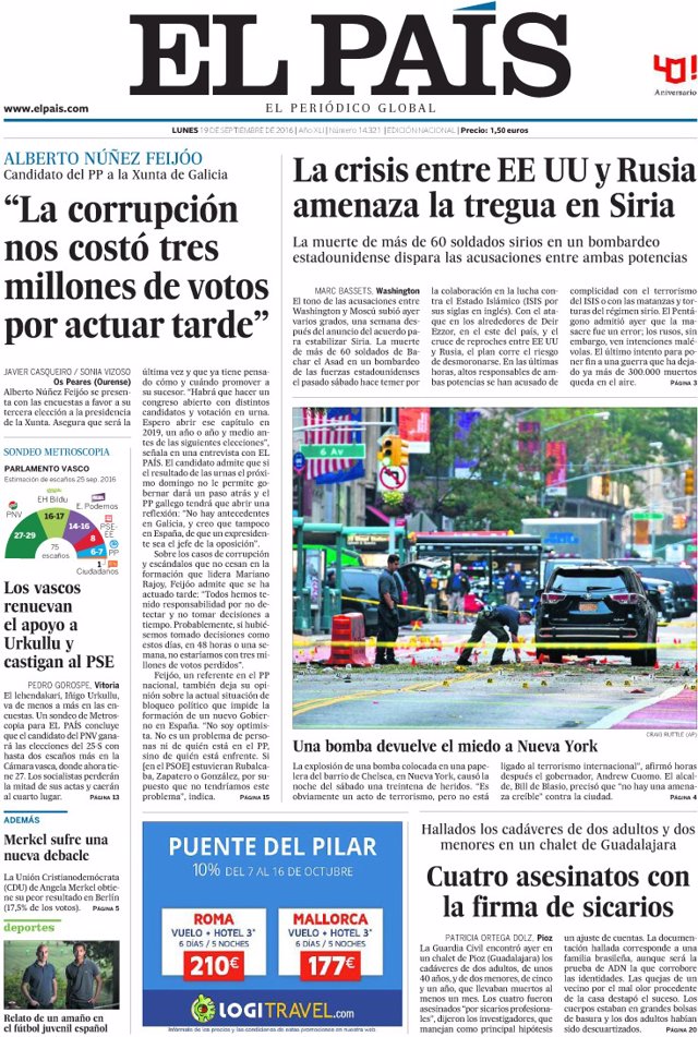 Portada de El País