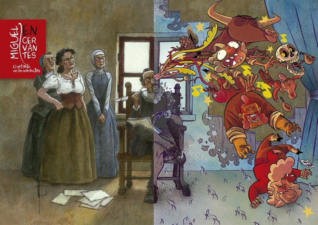 Cartel anunciador de la exposición en la Casa de Cervantes. 