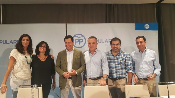 Juanma Moreno en la junta directiva provincial del PP de Sevilla