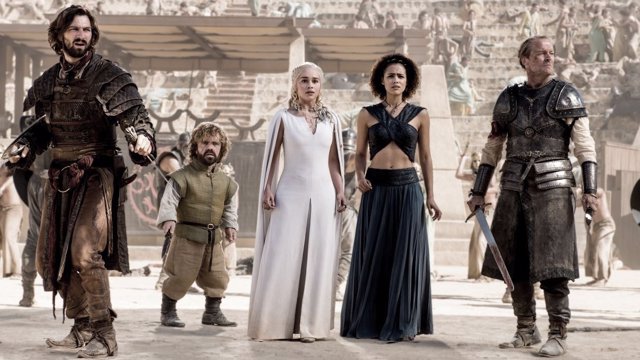 Daenerys, Tyrion, Misandre y Jorah Mormont en la 5ª temporada de Juego de tronos