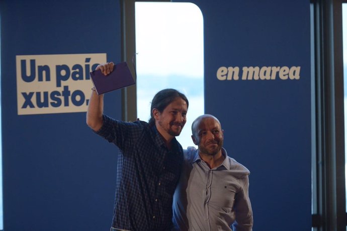 Pablo Iglesias y Luís Villares, en un mitin en A Coruña, 25S