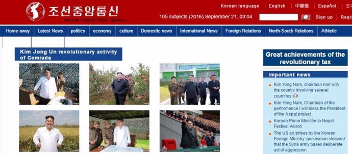 Web de  Korean Central News Agency