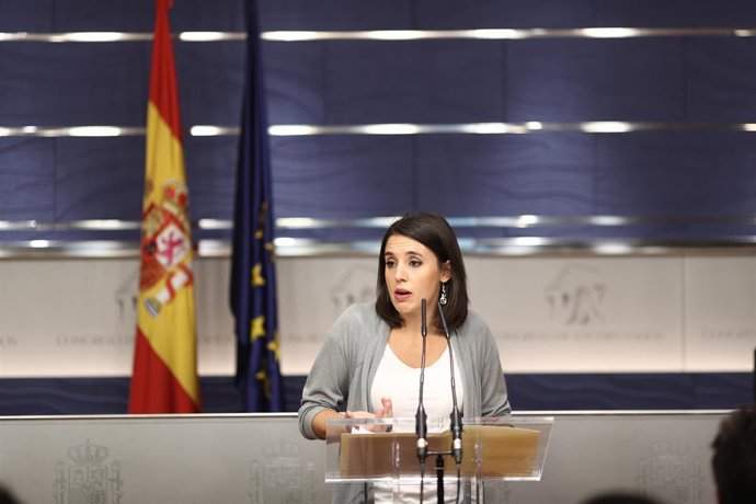 Irene Montero en rueda de prensa en el Congreso