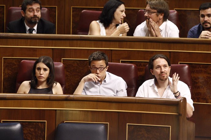Montero, Errejon y Pablo Iglesias en el Congreso