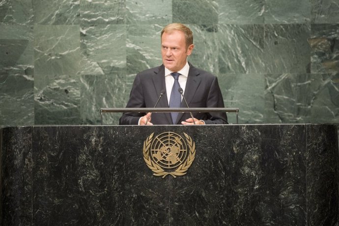 Donald Tusk durante la 71ª Asamblea General de la ONU