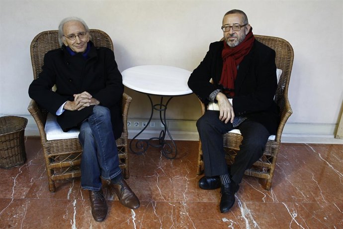 José Luis Alonso de Santoa y Manuel Aguilar en la rueda por los Premios Max