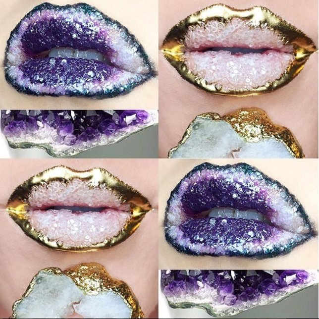 Labios de cristal que parecen geodas nueva moda de instagram