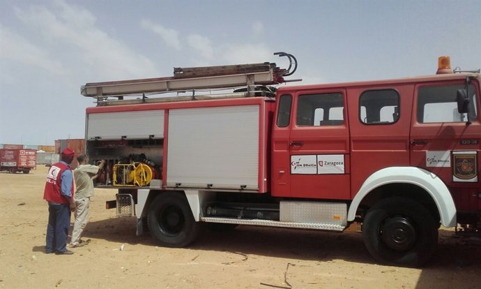 Camión de bomberos donado por el Ayuntamiento de Zaragoza
