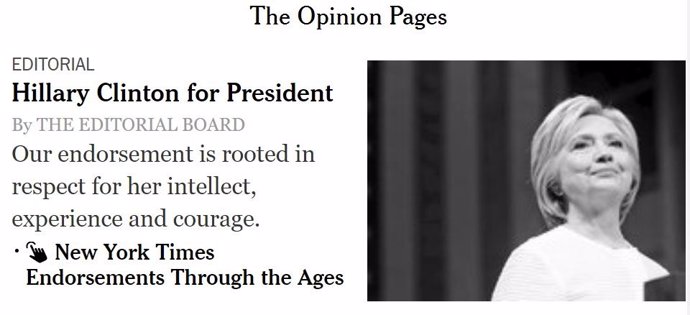 Editorial de 'The New York Times' en apoyo a Hillary Clinton