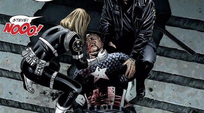 Imagen del cómic 'Civil War' con la muerte del Capitán América