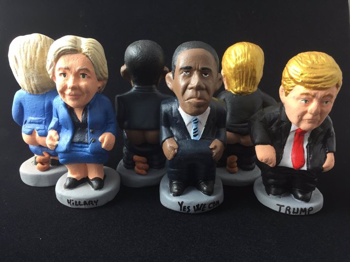 Caganers de H.Clinton, B.Obama y D.Trump