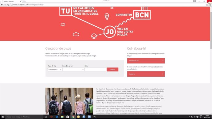 Web del Ayuntamiento de Barcelona sobre pisos turísticos