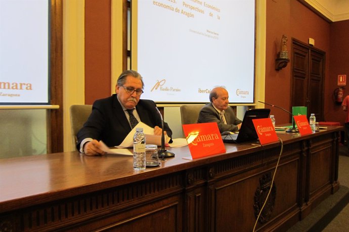 Manuel Teruel y Marcos Sanso en la presentación del Informe Económico.