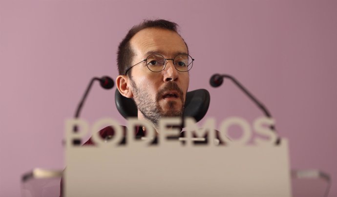 Pablo Echenique en rueda de prensa en tras el Consejo de Coordinación de Podemos