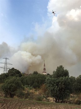 Incendio en Collserola, en Esplugues
