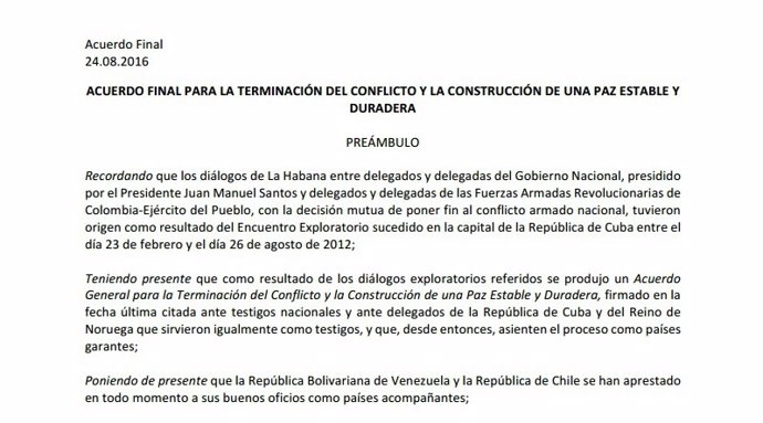 Acuerdo final FARC y Gobierno 