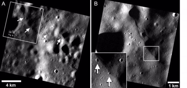 Escarpes de falla recientes observados en Mercurio