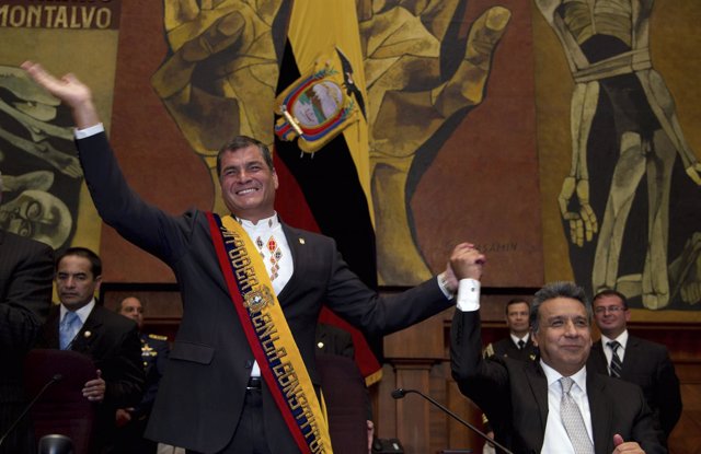 Presidente, Rafael Correa, junto a su vicepresidente, Lenín Moreno, en 2012