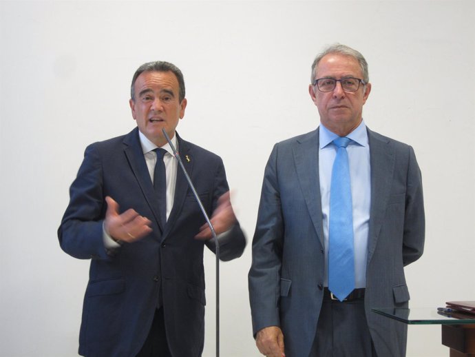 Sánchez Quero y Gimeno, hoy en rueda de prensa en Zaragoza