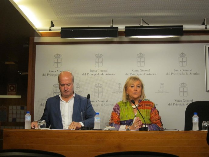 La presidenta del PP de Asturias, Mercedes Fernández, y el diputado Luis Venta