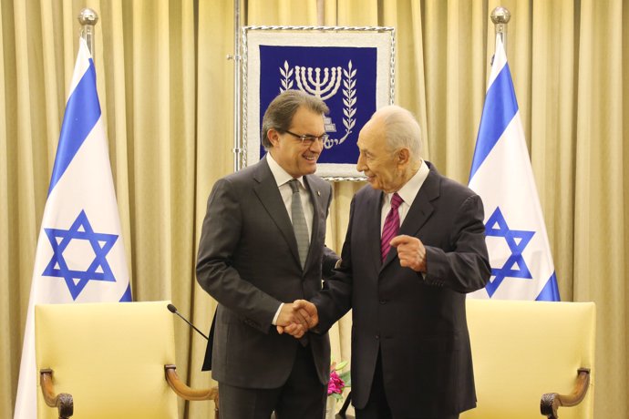 El presidente de la Generalitat, Artur Mas, y el de Israel, Shimon Peres