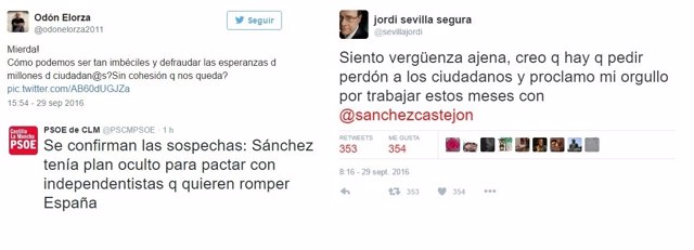 La división del PSOE en 12 tuits