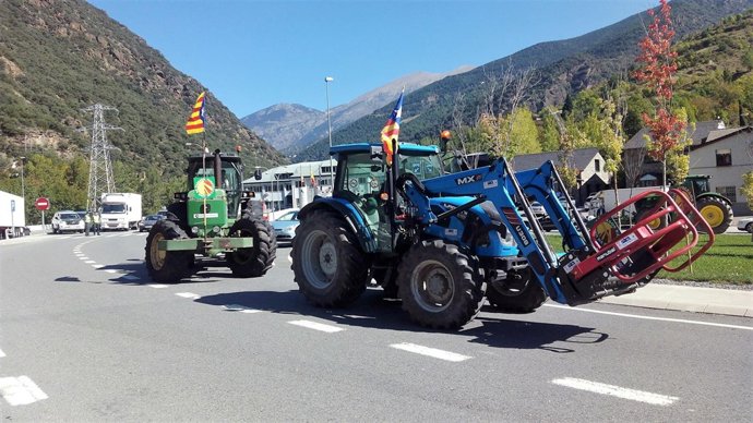 Protesta de agricultores y ganaderos en la Seu d'Urgell
