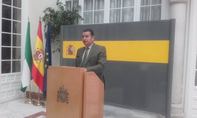 El delegado del Gobierno en Andalucía, Antonio Sanz, en rueda de prensa
