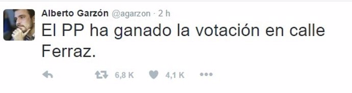 Tweet de Alberto Garzón
