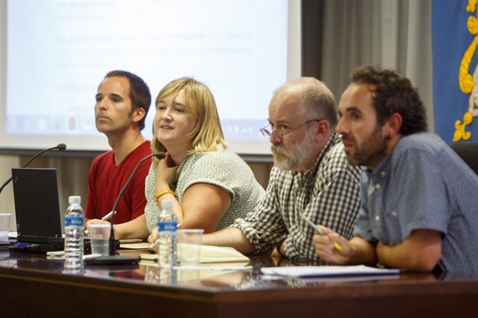 Danel Solabarrieta, Atziber Lasa, Joaquín Sevilla y Joseba Aldasoro, en la UPNA