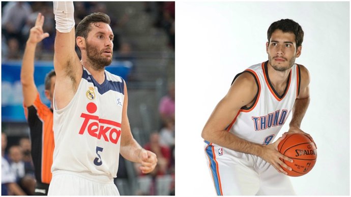 Rudy Fernández (Real Madrid) y Álex Abrines (Oklahoma Thunder)