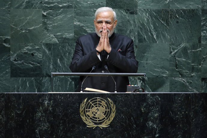 El primer ministro indio, Narendra Modi, ante la Asamblea General de la ONU