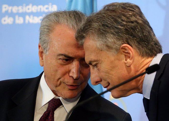 Los presidentes de Brasil, Michel Temer, y Argentina, Mauricio Macri