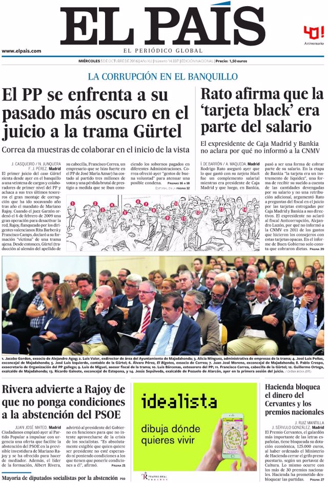 Portada de El País