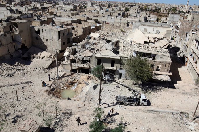 Vista general del barrio de Tariq al Bab, en Alepo