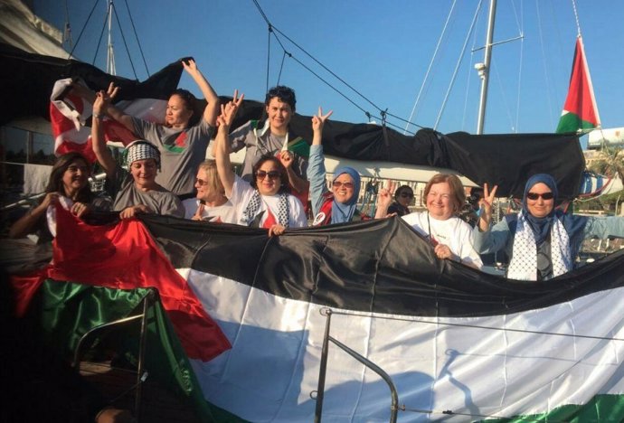 Mujeres participantes en la Flotilla hacia Gaza
