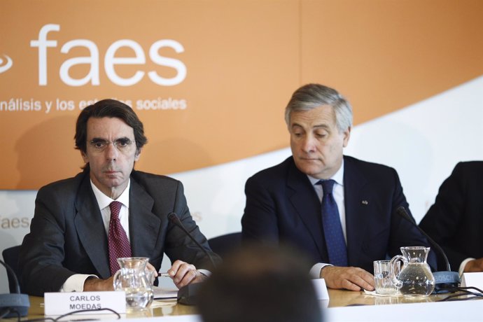 José María Aznar en un acto de la Fundación FAES