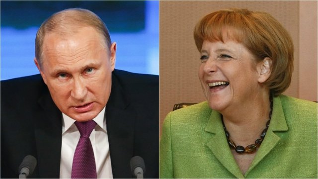 Vladimir Putin y Angela Merkel
