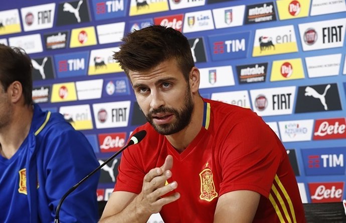 Gerard Piqué en rueda de prensa antes del Italia-España