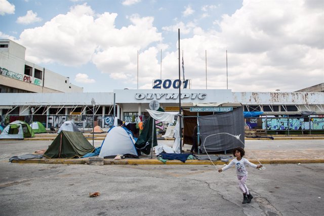 Campo de refugiados de Elliniko, en Atenas