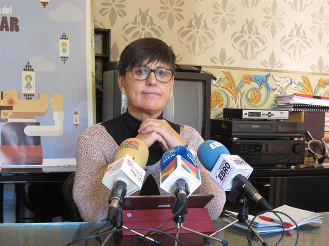 La gerente de Zaragoza Cultural, Elena Laseca, hoyen rueda de prensa 