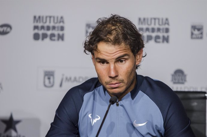 Rafael Nadal en la rueda de prensa del Mutua Madrid Open 2016