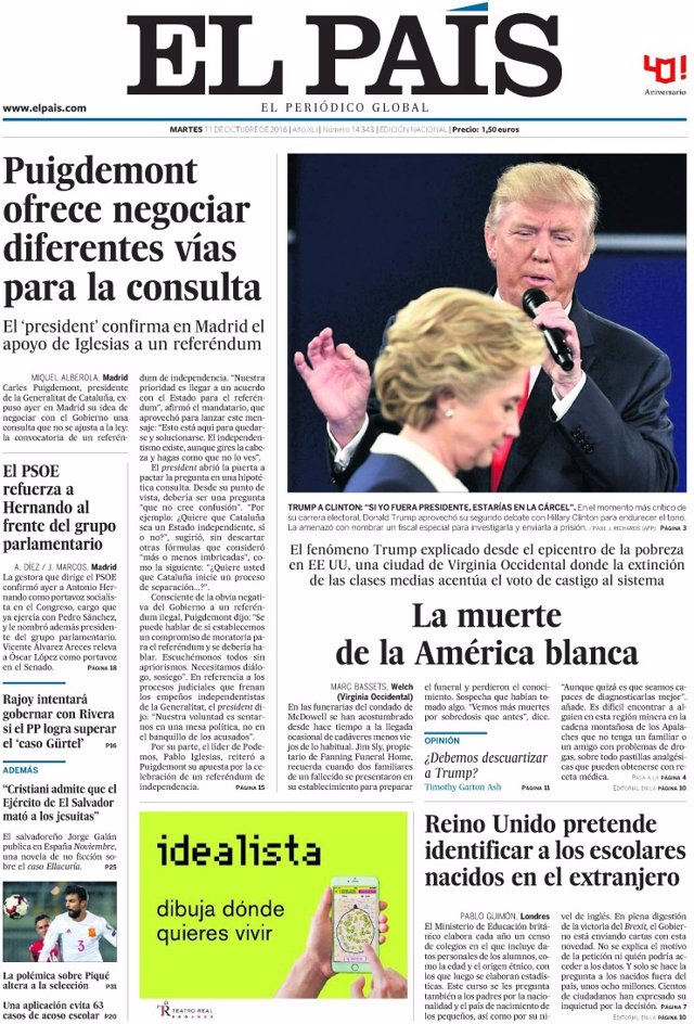 Portada de El País