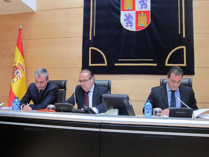 Luis Abraira (centro), en la Comisión de Investigación del HUBU.